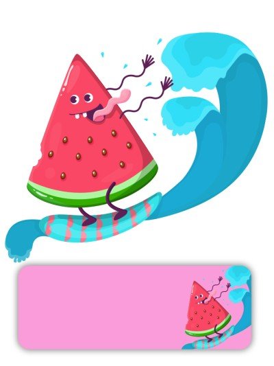 Etiqueta Surfing Watermelon